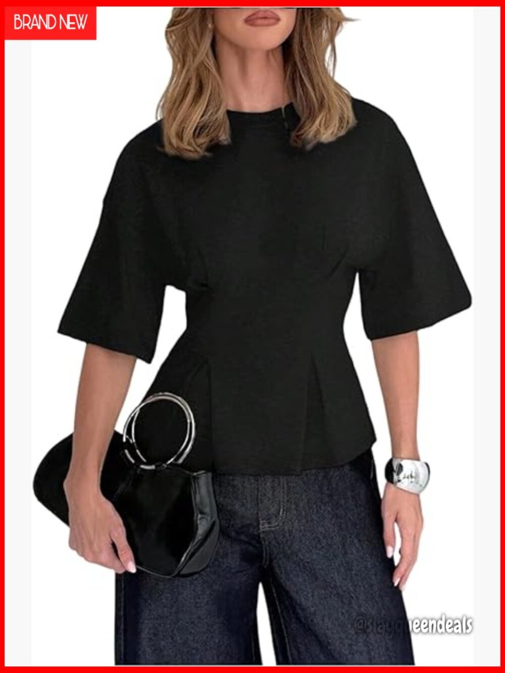 Women's Peplum Top Half Sleeve Crew Neck T Shirt Going Out Top